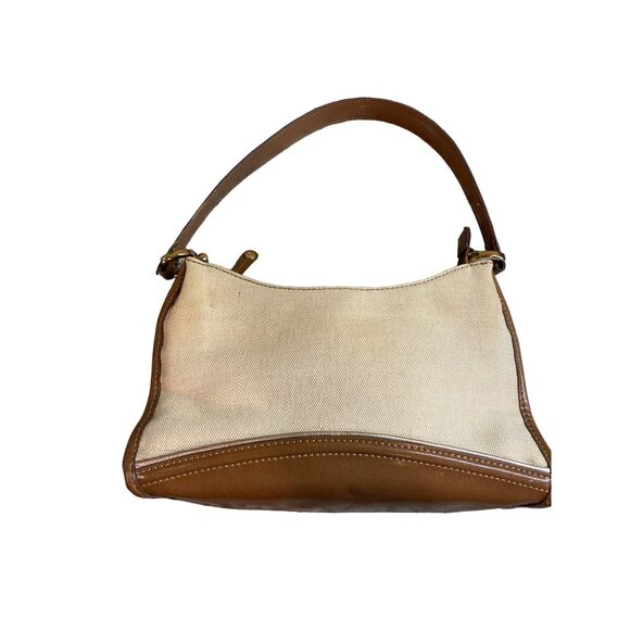 Liz Claiborne Shoulder Bag Beige Brown  Jute Cotton Blend Minimalist Preppy - Picture 1 of 10